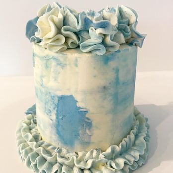 Spoon and Cake - a blue and white cake - Desserts Near Me - Mount Pleasant, South Carolina
