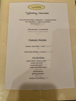 Menu photo 1 Restaurant Wiener Wirtschaft Vienna, 9 Menu photo 1 Restaurant Wiener Wirtschaft Vienna, 9