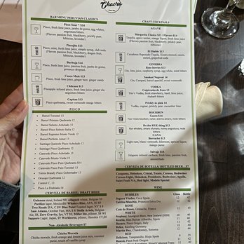 Chacra- pisco bar Peruvian Cuisine - Drink menu - Peruvian Near Me - New Haven, Connecticut