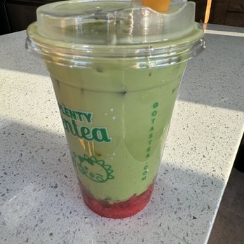 Tastea - Matcha with strawberry and Crystal boba sweetened with stevia. - Bubble Tea Near Me - Newark, California