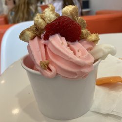 Orange Leaf Frozen Yogurt - My own strawberry cheesecake invention!
