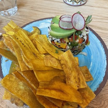 Jajaja Mexicana - Plantain chips w ceviche - Mexican Near Me - Brooklyn, New York