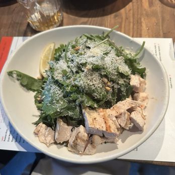 Eureka! - Chicken Caesar Salad ... technically was a salmon but I asked them to switch it out for chicken - Burgers Near Me - Claremont, California Eureka! - Chicken Caesar Salad ... technically was a salmon but I asked them to switch it out for chicken - Burgers Near Me - Claremont, California