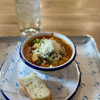 Blue Barn - Tomato soup and acme focaccia bread - Salad Near Me - Novato, California Blue Barn - Tomato soup and acme focaccia bread - Salad Near Me - Novato, California