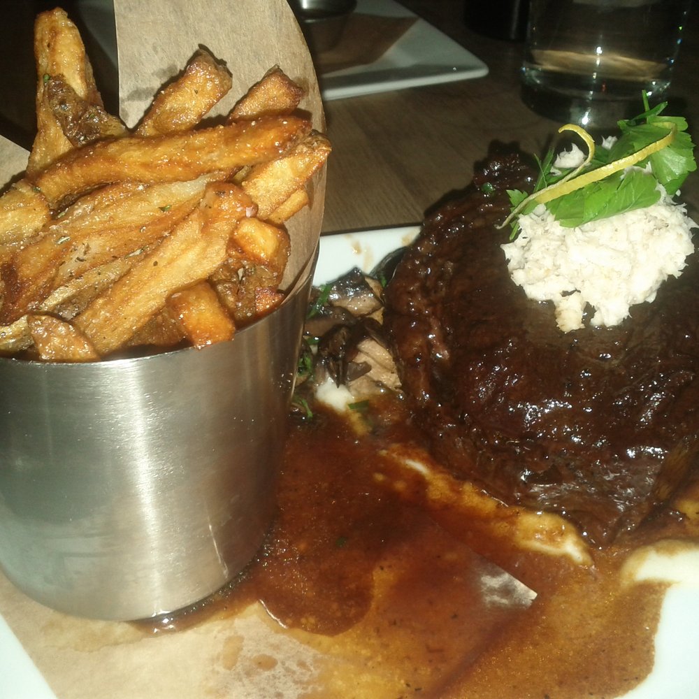 The Bauer Kitchen - Braised Short Rib (Roasted mushrooms, frites, soubise sauce, veal jus and horseradish gremolata) - American Near Me - Waterloo, Ontario The Bauer Kitchen - Braised Short Rib (Roasted mushrooms, frites, soubise sauce, veal jus and horseradish gremolata) - American Near Me - Waterloo, Ontario