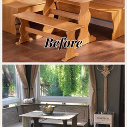 Kait's Art Vintage Home - With help from owner, Kait, I was able to transform this basic breakfast nook to French country style! See before and after pic!