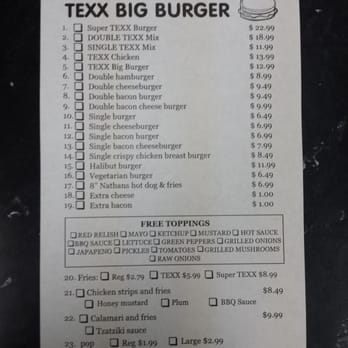 Texx Big Burger - Menu - Burgers Near Me - Surrey, British Columbia Texx Big Burger - Menu - Burgers Near Me - Surrey, British Columbia
