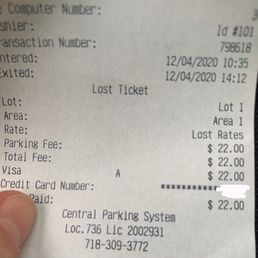 Lost ticket is $22!!! Cost of a 24 hour parking Lost ticket is $22!!! Cost of a 24 hour parking