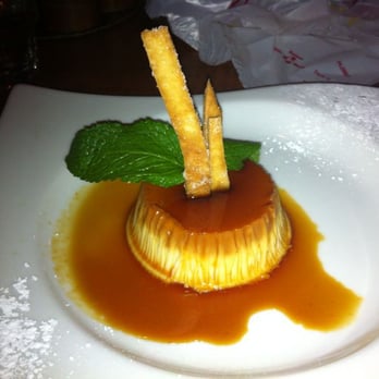 Jaguar Restaurant - Coconut Grove - FLAN DE QUESO (pictured) Topped with rich caramel - Latin American Near Me - Miami, Florida