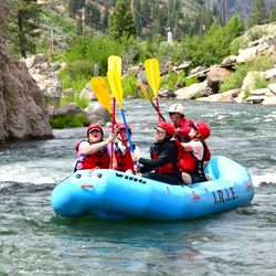 Irie Rafting Company - Paddle high-five below Jaws Rapid - Truckee River