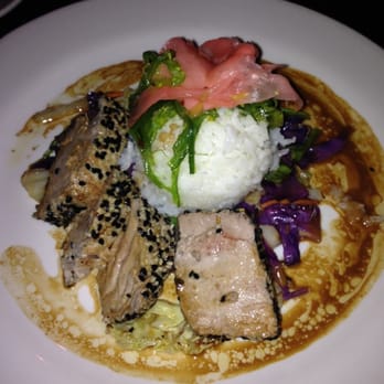 The Hard Shell - Sesame Tuna with Asian vegetables in a soy ginger sauce. On top of rice. Was amazing. - Seafood Near Me - Richmond, Virginia The Hard Shell - Sesame Tuna with Asian vegetables in a soy ginger sauce. On top of rice. Was amazing. - Seafood Near Me - Richmond, Virginia