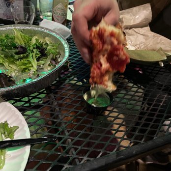 Rickety Cricket Brewing - Amazing dipping sauce that is like heaven and a much improved option to ranch... garlic, cilantro, jalapeños all done in the pizza oven - Pizza Near Me - Kingman, Arizona Rickety Cricket Brewing - Amazing dipping sauce that is like heaven and a much improved option to ranch... garlic, cilantro, jalapeños all done in the pizza oven - Pizza Near Me - Kingman, Arizona
