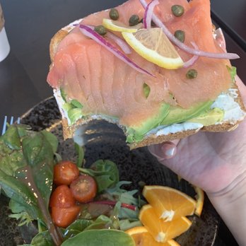 Enter The Cafe - Smoked Salmon Toast with Salad - Coffee & Tea Near Me - San Francisco, California
