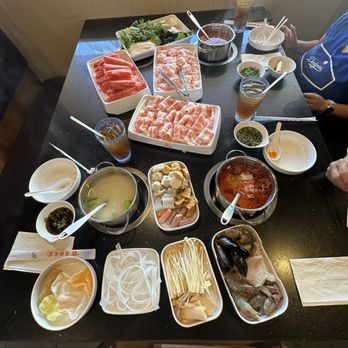 Chong Qing Hot Pot - spread for 3 people round 1 - Hot Pot Near Me - Honolulu, Hawaii