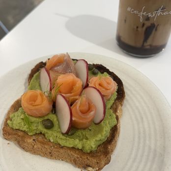 Freedom A La Cart - Salmon Toast w. coconut macaroon latte - Caterers Near Me - Columbus, Ohio Freedom A La Cart - Salmon Toast w. coconut macaroon latte - Caterers Near Me - Columbus, Ohio