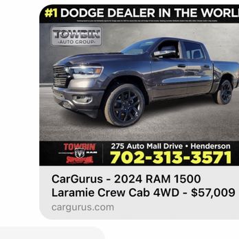 Towbin Dodge Ram - Actual price of vehicle when i called - Auto Repair Near Me - Henderson, Nevada Towbin Dodge Ram - Actual price of vehicle when i called - Auto Repair Near Me - Henderson, Nevada
