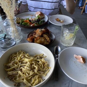 Terra - Tagliatelle pasta, El Jefe cocktail, salmon, and crispy potatoes - Italian Near Me - Santa Clara, California Terra - Tagliatelle pasta, El Jefe cocktail, salmon, and crispy potatoes - Italian Near Me - Santa Clara, California