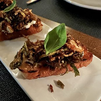 Safina - Bruschetta with goat cheese, crispy Brussels sprouts, honey and more - it was DELICIOUS - Sicilian Near Me - Milwaukee, Wisconsin Safina - Bruschetta with goat cheese, crispy Brussels sprouts, honey and more - it was DELICIOUS - Sicilian Near Me - Milwaukee, Wisconsin
