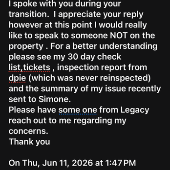 The Glendale Residence - Email from new property mananager AFTER she ignored the one sent directly to her - Apartments Near Me - Lanham, Maryland