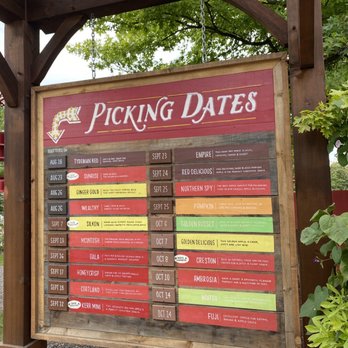 Chudleigh's - The apple board with picking dates - Bakeries Near Me - Milton, Ontario