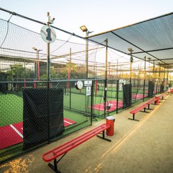 The 5 - 6 batting cages, 3 pitching mounds, a weight training area, and open turf area