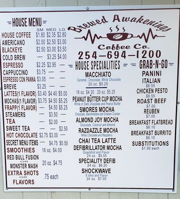 Menu photo 2 Brewed Awakenings Coffee Whitney, TX
