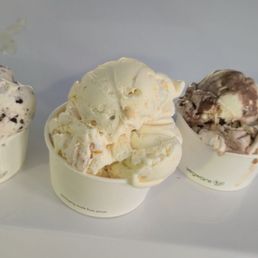 Alumni Swirl, Peachy Paterno and some chocolate peanut butter one (forgot the name). All excellent! Huge portions! Alumni Swirl, Peachy Paterno and some chocolate peanut butter one (forgot the name). All excellent! Huge portions!