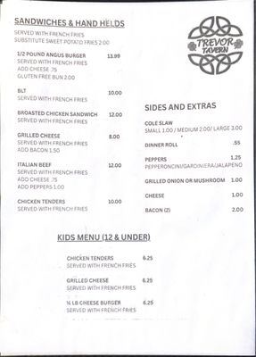 Menu photo 2 Trevor Tavern Salem Lakes, WI Menu photo 2 Trevor Tavern Salem Lakes, WI