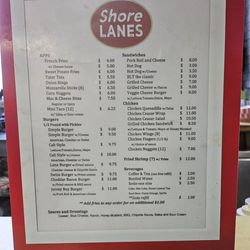 Shore Lanes - Food menu