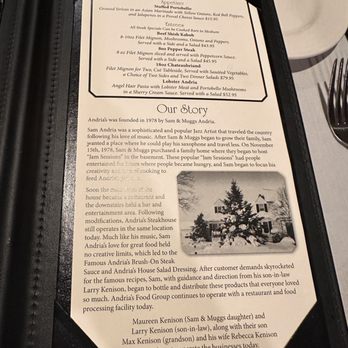 Andria's Steakhouse - menu - Steakhouses Near Me - O Fallon, Illinois