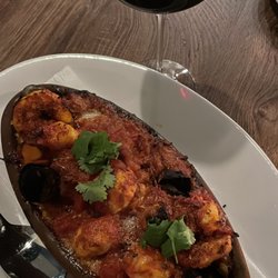 Via Marzo - Seafood paella. Yum. And a very good house red.