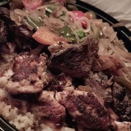 THIS was a steak and veggie Rice bowl I added grilled chicken with no mushrooms !