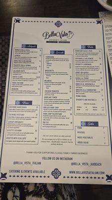 Menu photo 2 Bella Vista A Mare Jacksonville Beach, FL Menu photo 2 Bella Vista A Mare Jacksonville Beach, FL