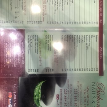 Bichonne Nails & Spa - Front of Menu (04/16/19) - Waxing Near Me - Baton Rouge, Louisiana Bichonne Nails & Spa - Front of Menu (04/16/19) - Waxing Near Me - Baton Rouge, Louisiana
