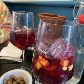 La Tienda Tapas Bar - Sangria (and olives with the photo bomb) - Spanish Near Me - Williamsburg, Virginia