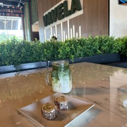 Iced Matcha with Dubai chocolate Iced Matcha with Dubai chocolate