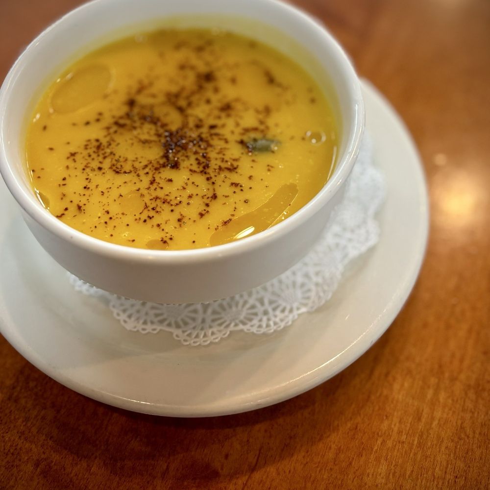The Grove Kitchen & Gardens - Butternut squash soup with White Truffle Oil - American Near Me - Tyler, Texas The Grove Kitchen & Gardens - Butternut squash soup with White Truffle Oil - American Near Me - Tyler, Texas