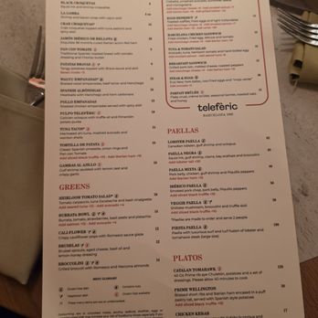Telefèric Barcelona - Menu - Spanish Near Me - Scottsdale, Arizona