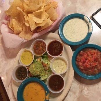 Chuy's - This is "sampler platter" the manager brought to help me get a taste of ALL of their sauces!!! - Mexican Near Me - Greenville, South Carolina