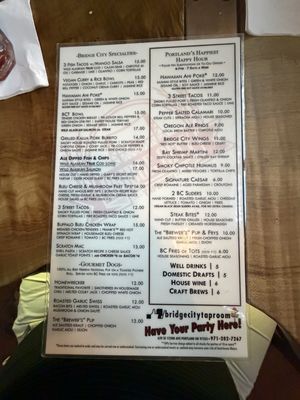 Menu photo 1 Bridge City Taproom Portland, OR