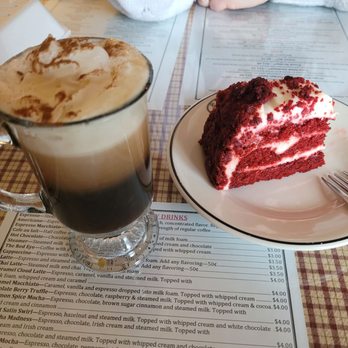 Grapevine Farms - Latte and red velvet cake - Coffee & Tea Near Me - Cobleskill, New York