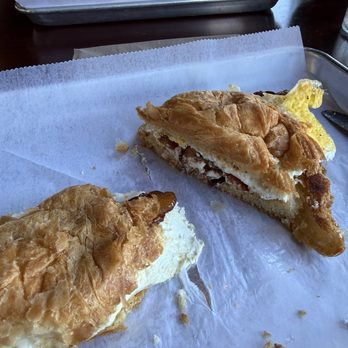 Cafe LaNae & Bakery - Croissant with fried egg, bacon and Boursin truffle cheese - Cafes Near Me - Wood River, Illinois
