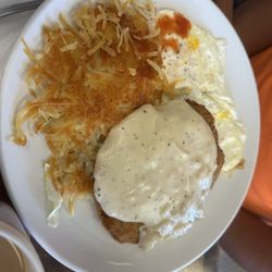 Gabby's Kitchen - Chicken fried steak, hash browns and eggs