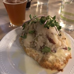 Warm potato salad with schnitzel