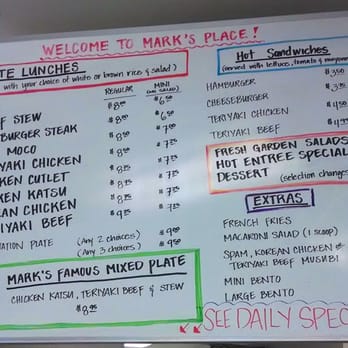 Mark's Place - Menu (Monday afternoon 2014-02-10) - Hawaiian Near Me - Lihue, Hawaii Mark's Place - Menu (Monday afternoon 2014-02-10) - Hawaiian Near Me - Lihue, Hawaii