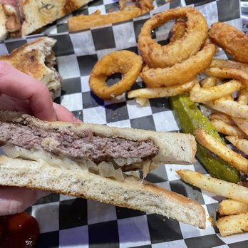 Burger Theory - Build your own patty melt, single burger, Swiss cheese, grilled onions on rye. - Burgers Near Me - Spring Lake, Michigan Burger Theory - Build your own patty melt, single burger, Swiss cheese, grilled onions on rye. - Burgers Near Me - Spring Lake, Michigan