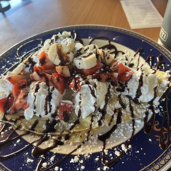 L' Grande Cafe - Bananas, strawberries, Nutella crepe topped with whip cream and drizzle with chocolate syrup. - Coffee & Tea Near Me - Casa Grande, Arizona L' Grande Cafe - Bananas, strawberries, Nutella crepe topped with whip cream and drizzle with chocolate syrup. - Coffee & Tea Near Me - Casa Grande, Arizona