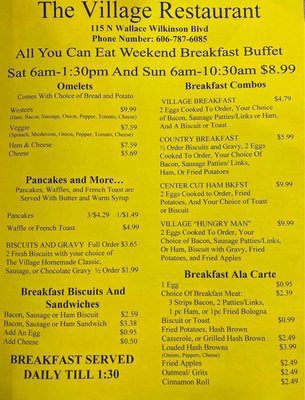 Menu photo 1 Village Restaurant Liberty, KY Menu photo 1 Village Restaurant Liberty, KY