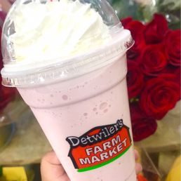 5.99 for a strawberry milk shake. They take five scoops and milk and blend.