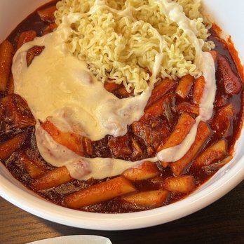 Luv Dduk - Luv Dduk #1 spice level 2 with ramen & no fish cakes. Side order of spam - Korean Near Me - Cerritos, California Luv Dduk - Luv Dduk #1 spice level 2 with ramen & no fish cakes. Side order of spam - Korean Near Me - Cerritos, California